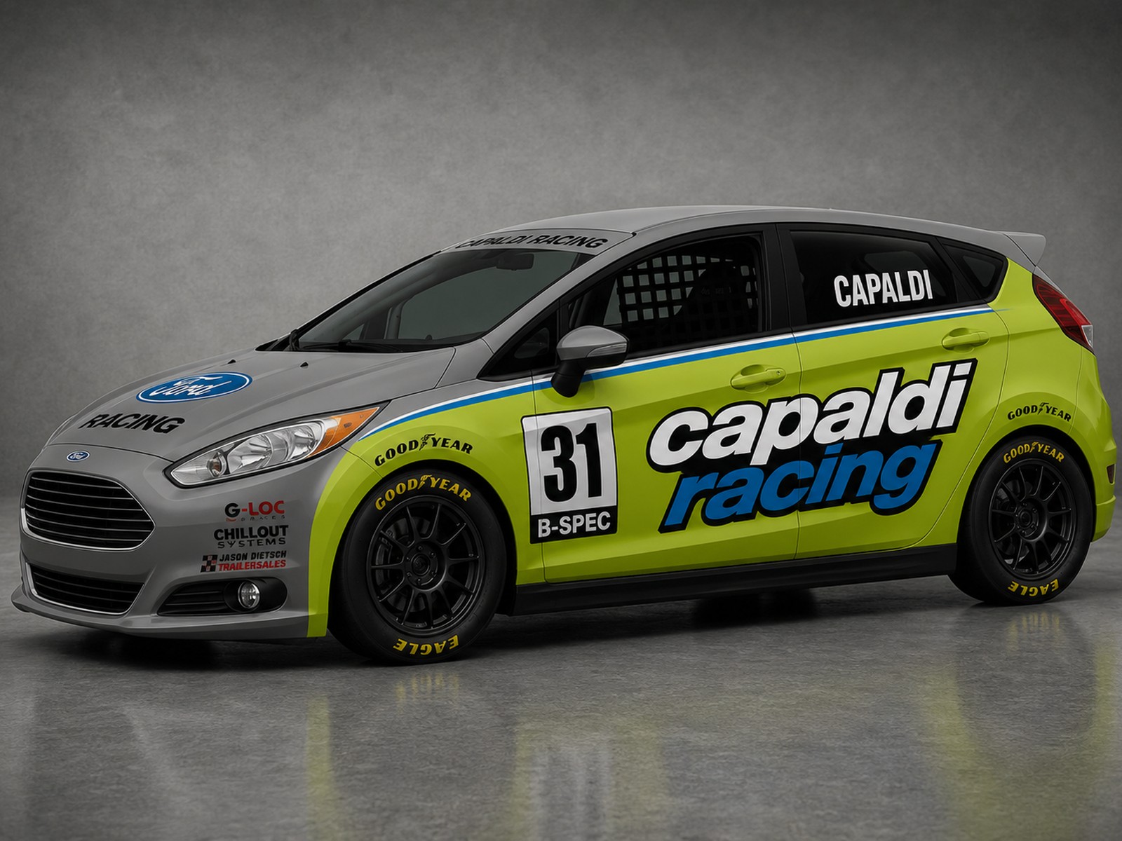 Capaldi Racing B-Spec Ford Fiesta #31 livery render, car still in build